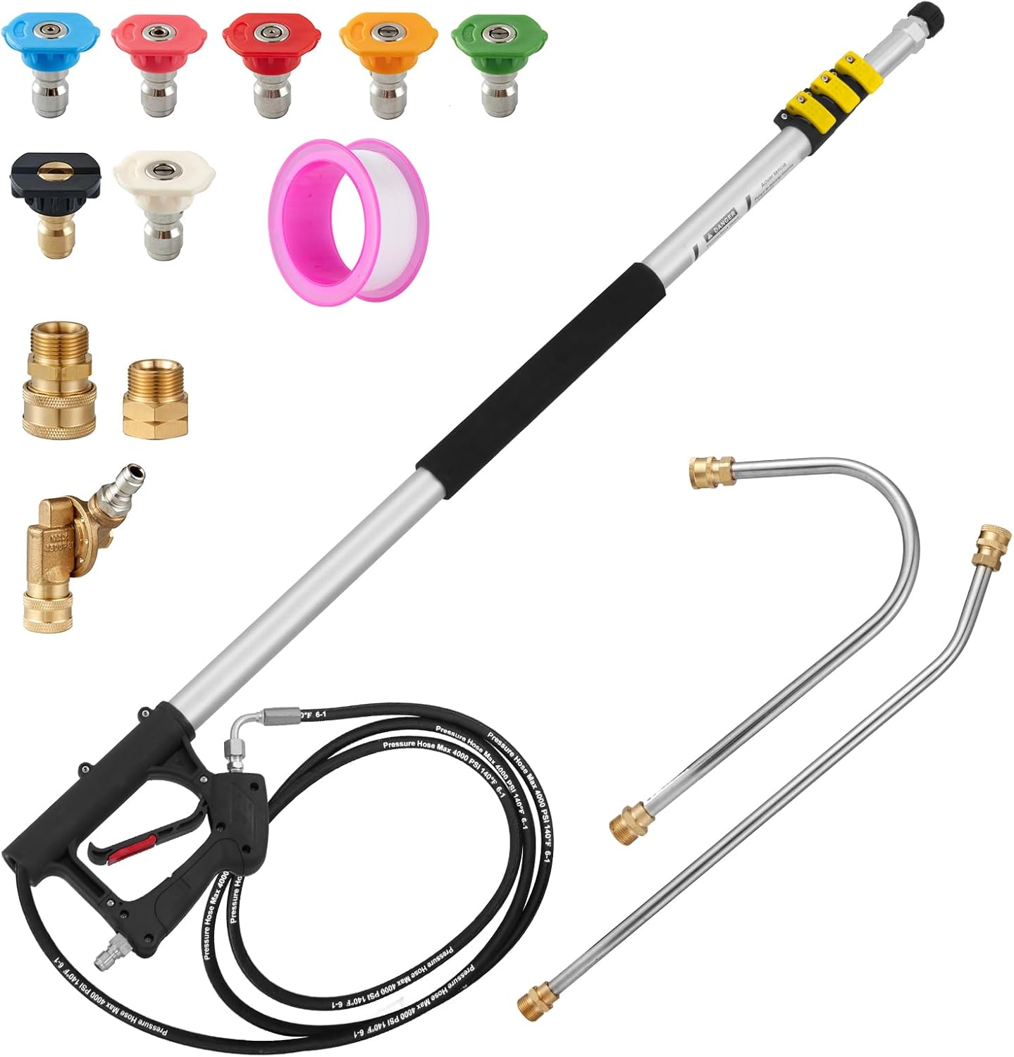 18 FT Telescoping Pressure Washer Wand for High Reach Cleaning