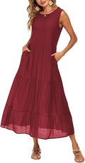 Halife Women's Summer Casual Maxi Dress - Flowy Ruffle Boho Maxi