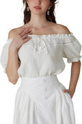 Scarlet Darkness Women's Cotton Renaissance Off Shoulder Puff Sleeve