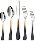 20 Piece Black Gold and Silver 18/0 Flatware Utensil Set for 4
