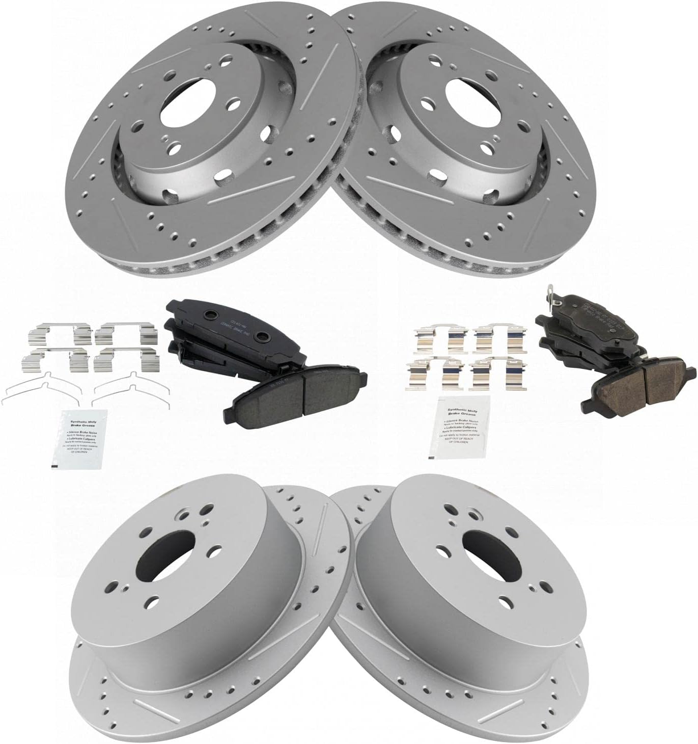 TRQ Front and Rear Performance Brake Pad & Rotor Kit for Venza
