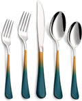 20-Piece Green and Orange Silverware Set for 4 - Colorful 18/0