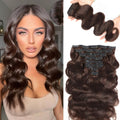 LUMIERE Dark Brown Body Wave Clip In Hair Extensions 18 in - Natural