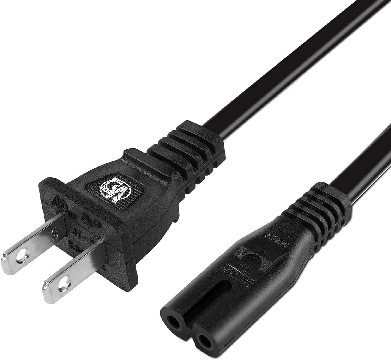 5ft 2-Prong AC Power Cord for Gaming & Entertainment Devices - Black
