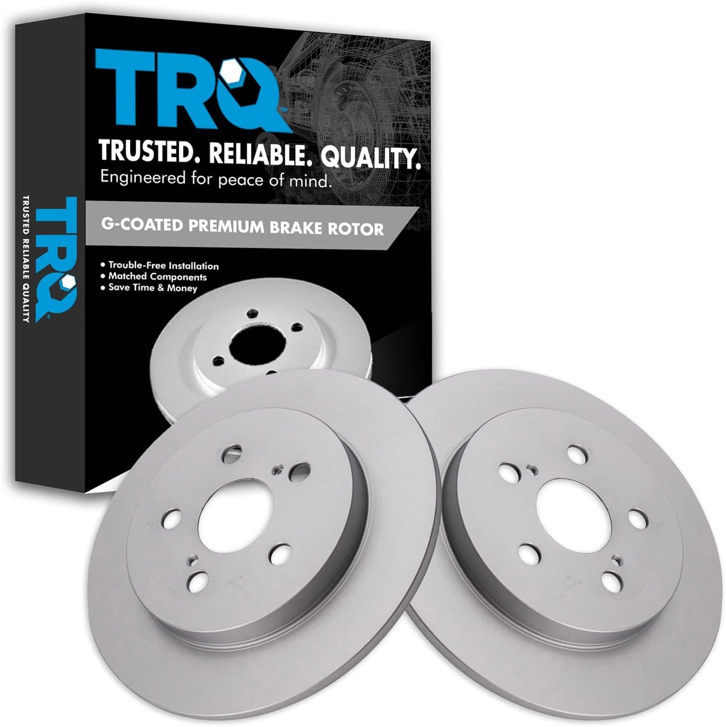 TRQ Rear Brake Rotor Set for 11-14 Lexus and 09-20 Toyota