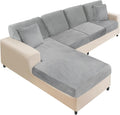 Sectional Couch Covers 8 Pieces Velvet Stretch Slipcover for L-Shape