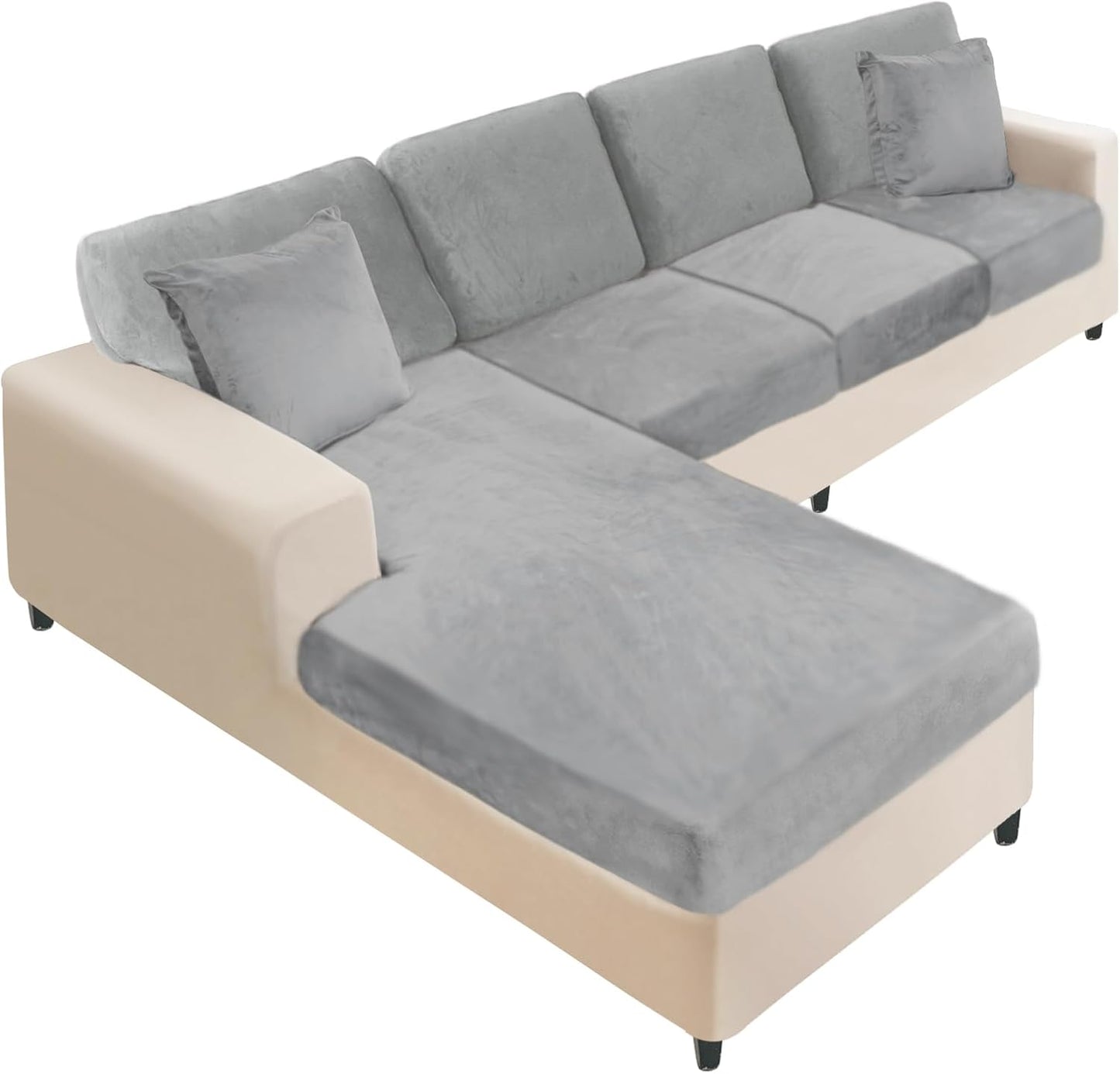 NAISI Sectional Couch Covers for L Shape Sofa - Soft Velvet Set