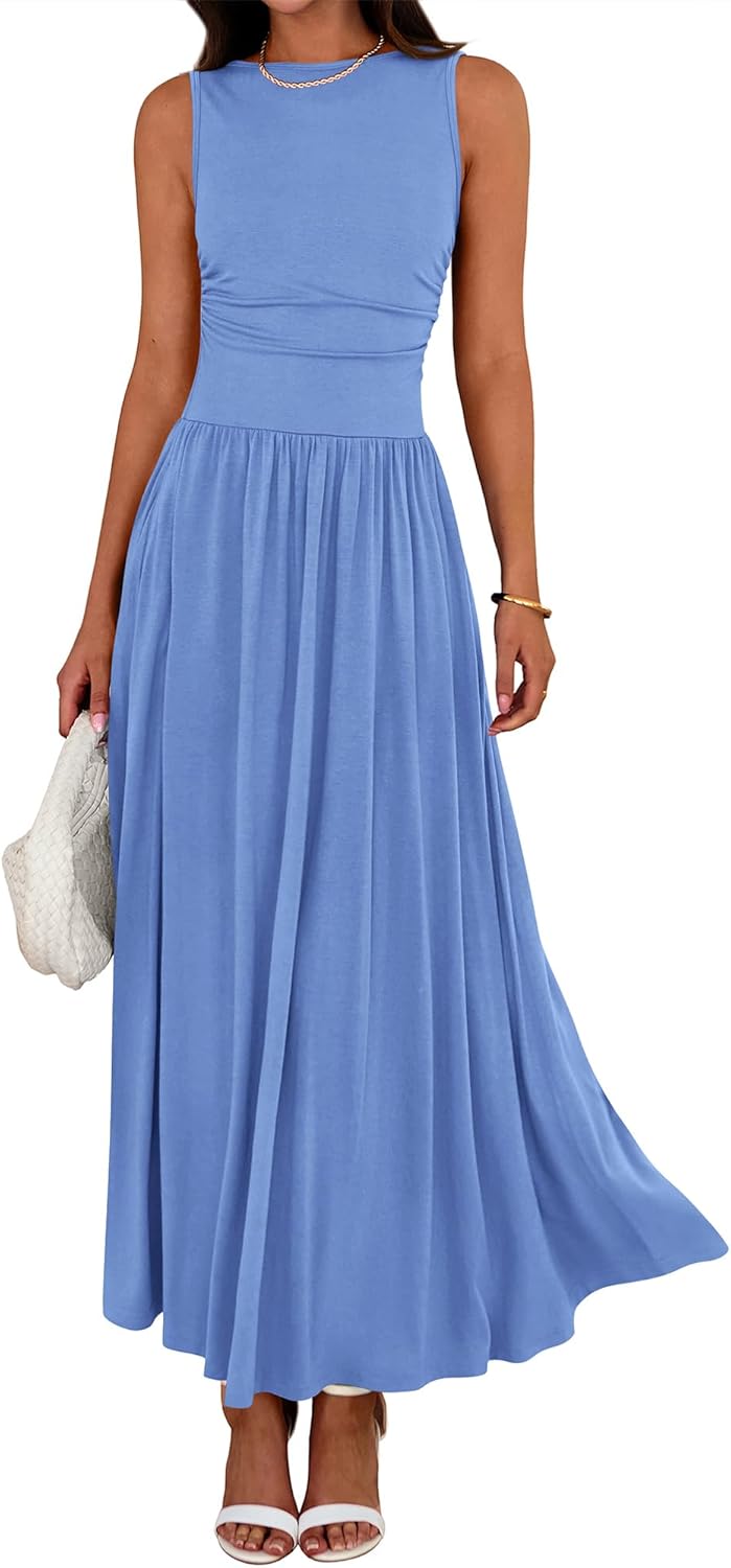 BTFBM Summer Maxi Dresses for Women - Flowy Beach Dress 2025