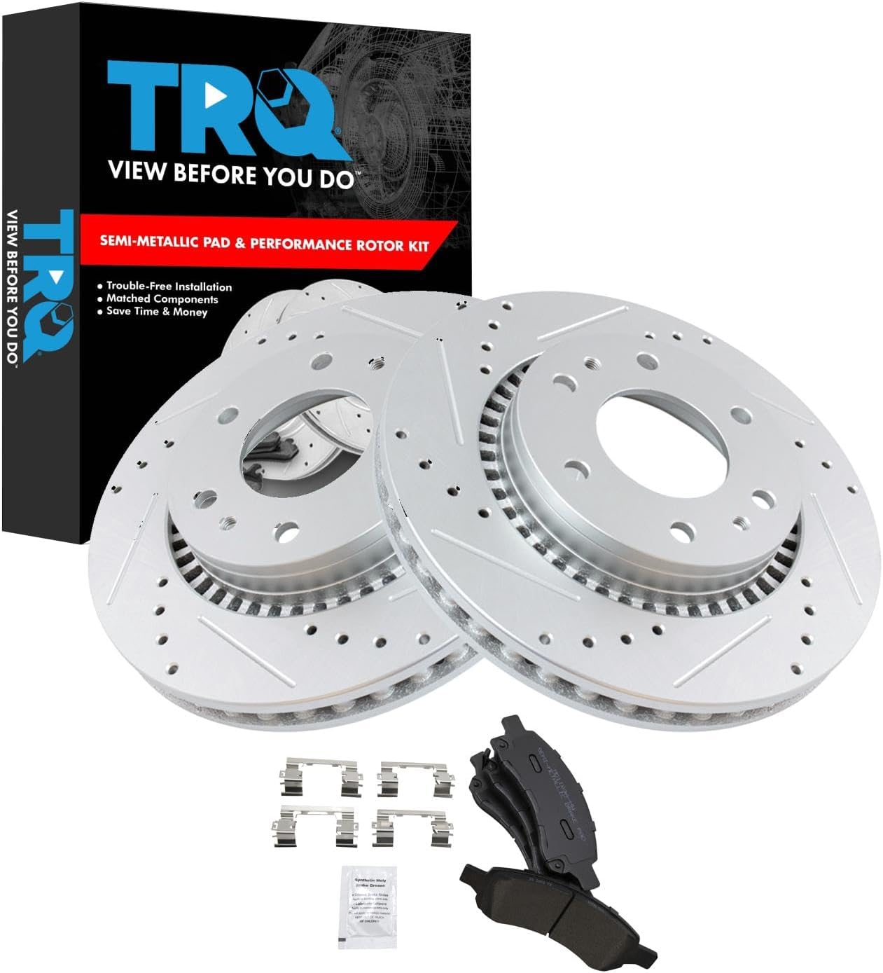 TRQ Performance Drilled Slotted Brake Rotor & Pad Front Kit