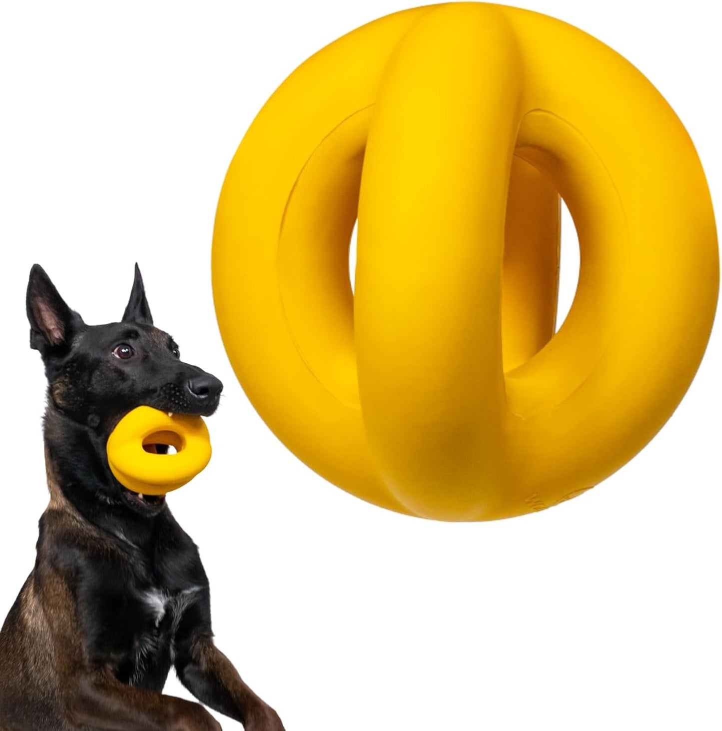 Indestructible Dog Ring Ball - Tough Chewers - Non-Toxic Rubber - WoofBite