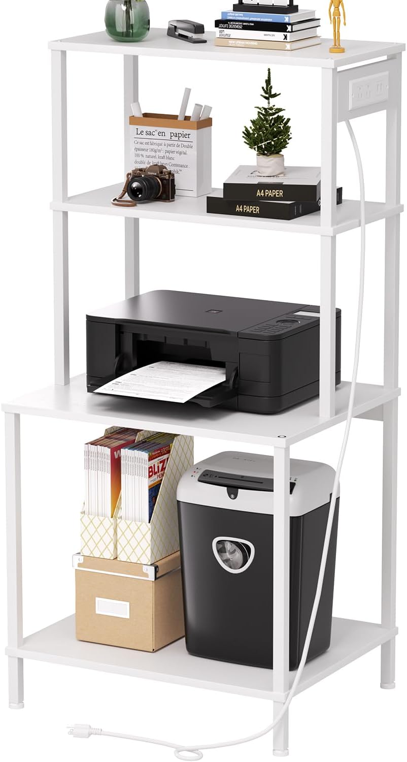 Printer Stand with Charging Station for Home Office and More