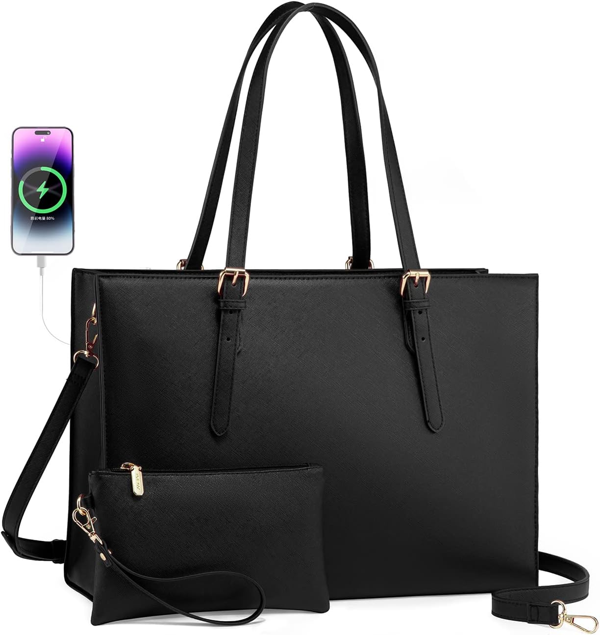 LOVEVOOK Laptop Tote Bag for Women with USB Charging Port