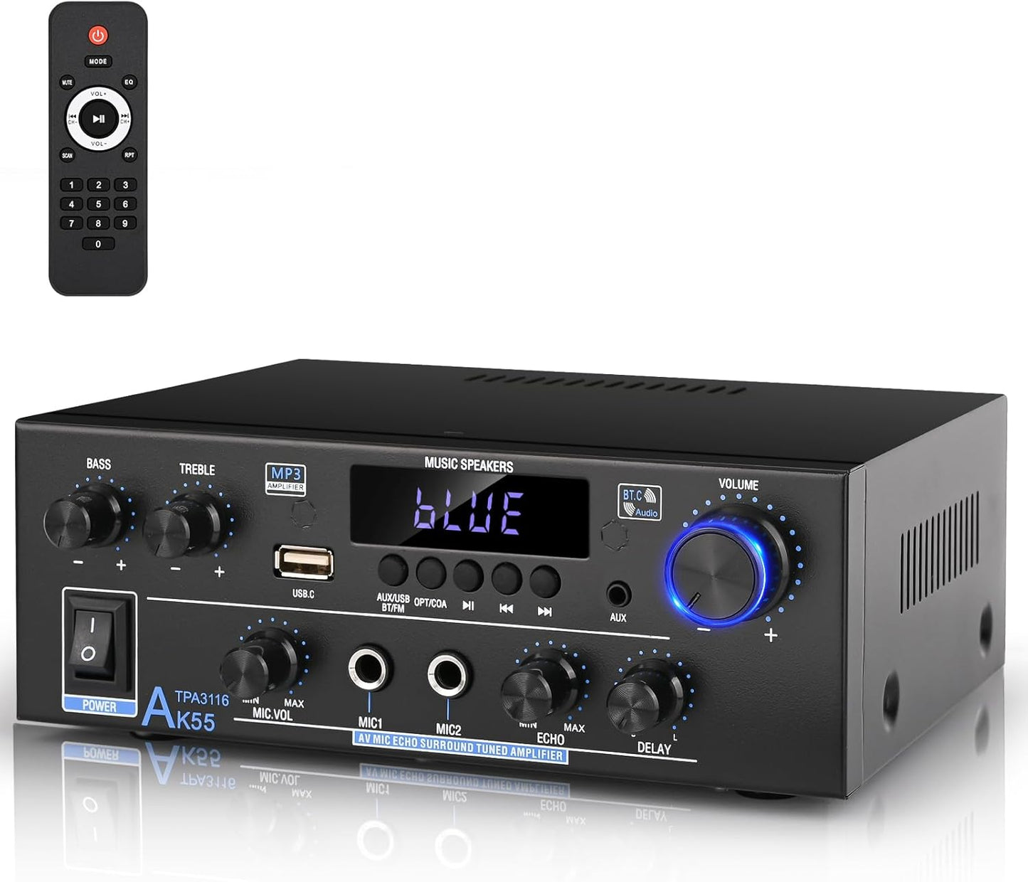 Romica Stereo Audio Amplifier: 500W Bluetooth Home Theater Power