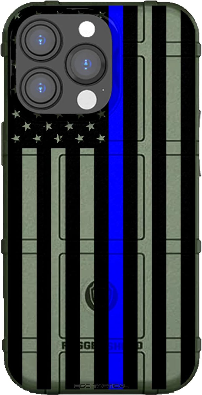 EGO TACTICAL Rugged Shield Case for iPhone 14 Pro - Thin Blue Line