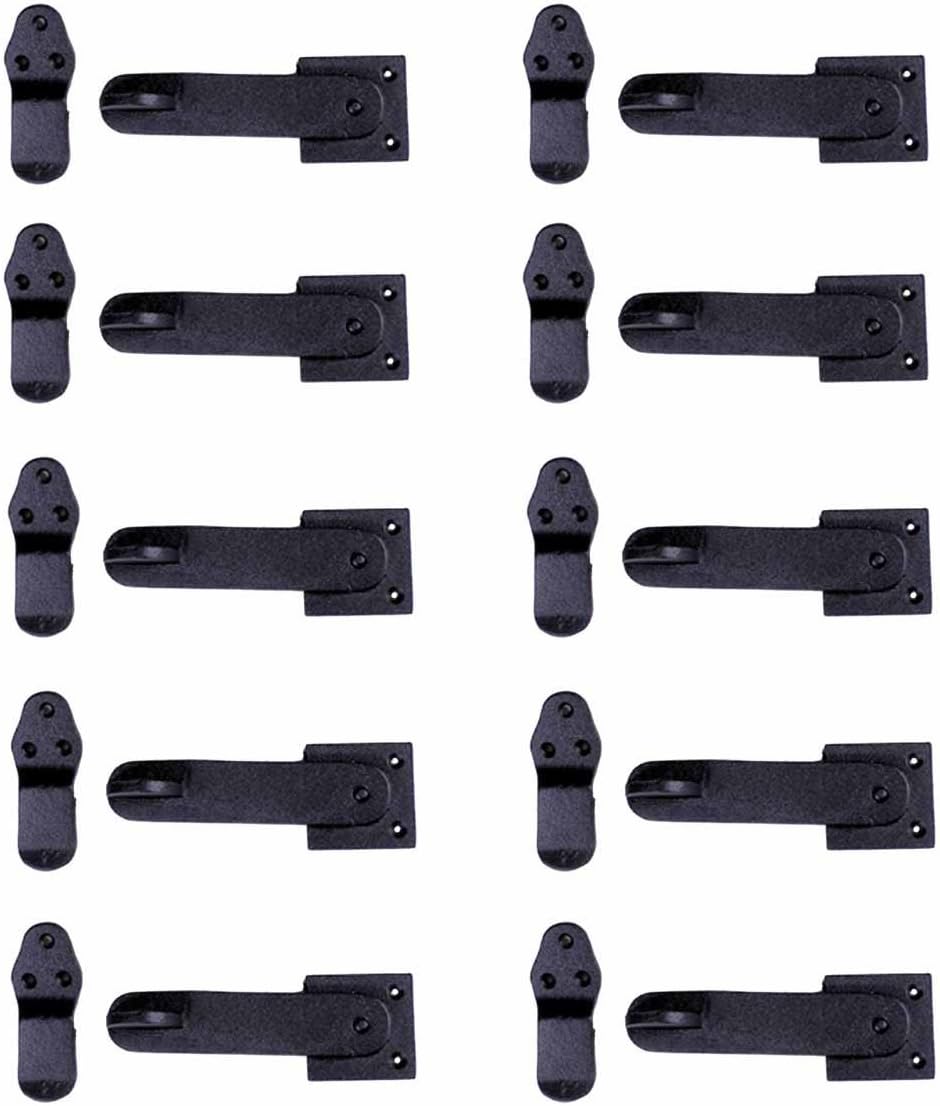 Black Wrought Iron Gate Flip Latch for Barn Doors - Pack of 10