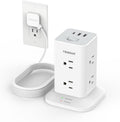 Surge Protector Power Strip Tower 10 FT - Space Saving Desk Charger