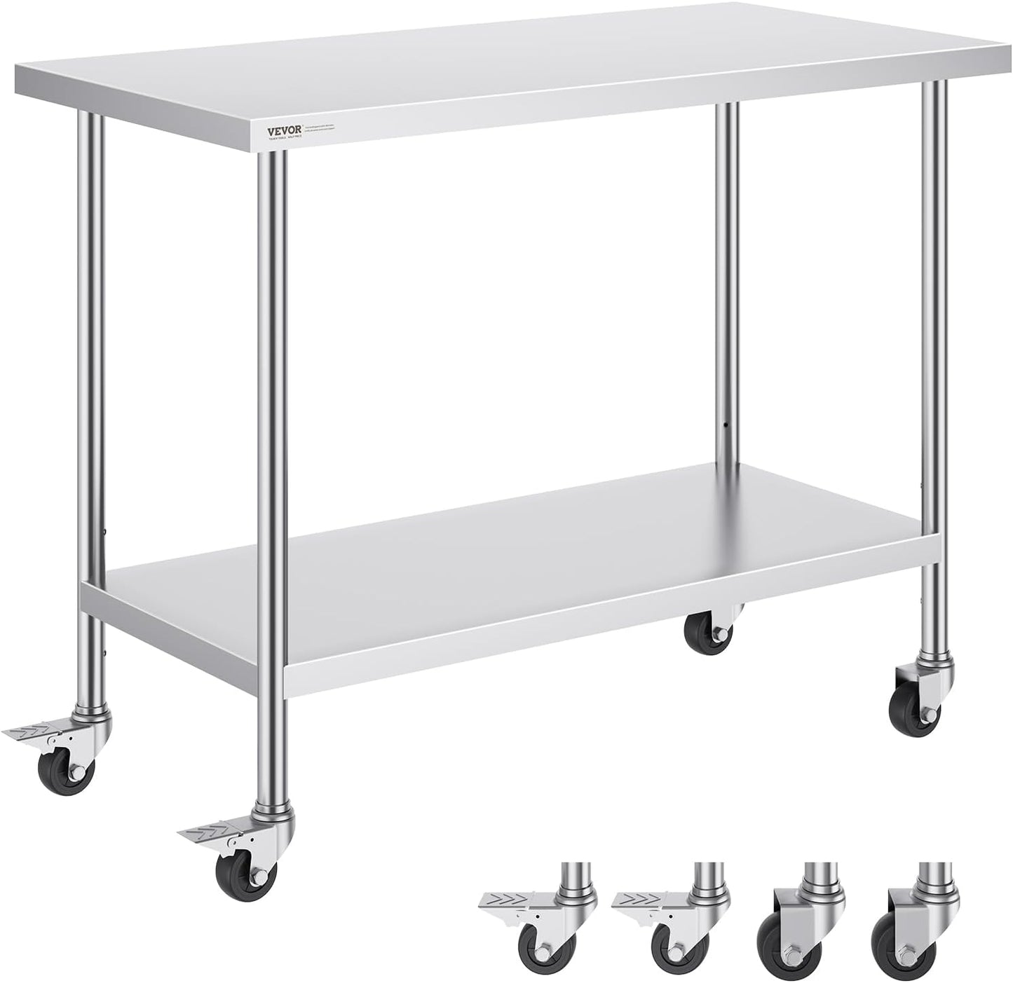 VEVOR Stainless Steel Work Table 24 x 48 x 38 Inch for Kitchens