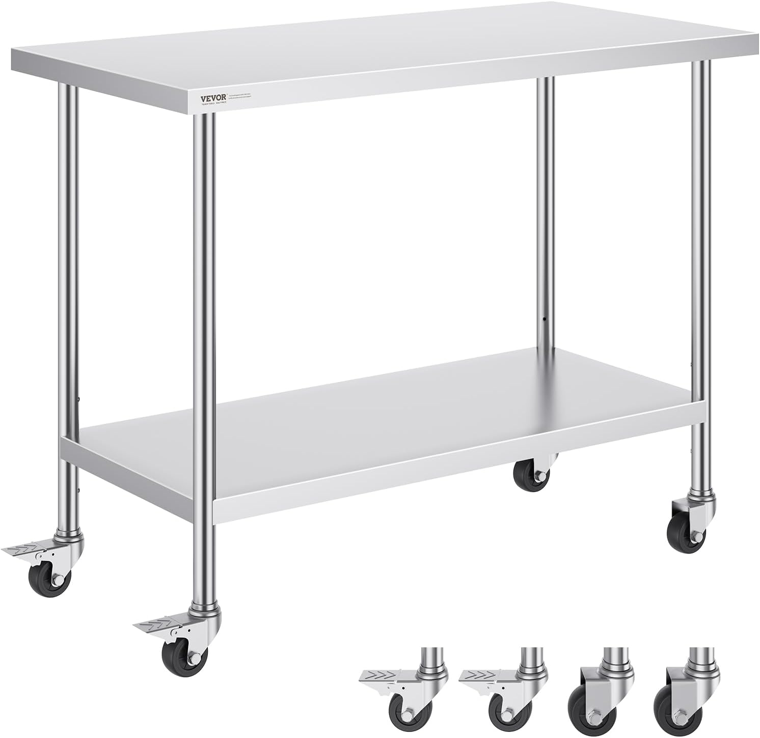 VEVOR Stainless Steel Work Table 24 x 48 x 38 Inch for Kitchens