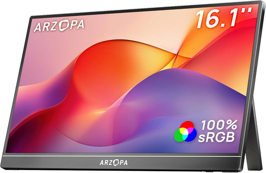 ARZOPA 16.1 Portable Monitor with 100% sRGB for Gaming & Work