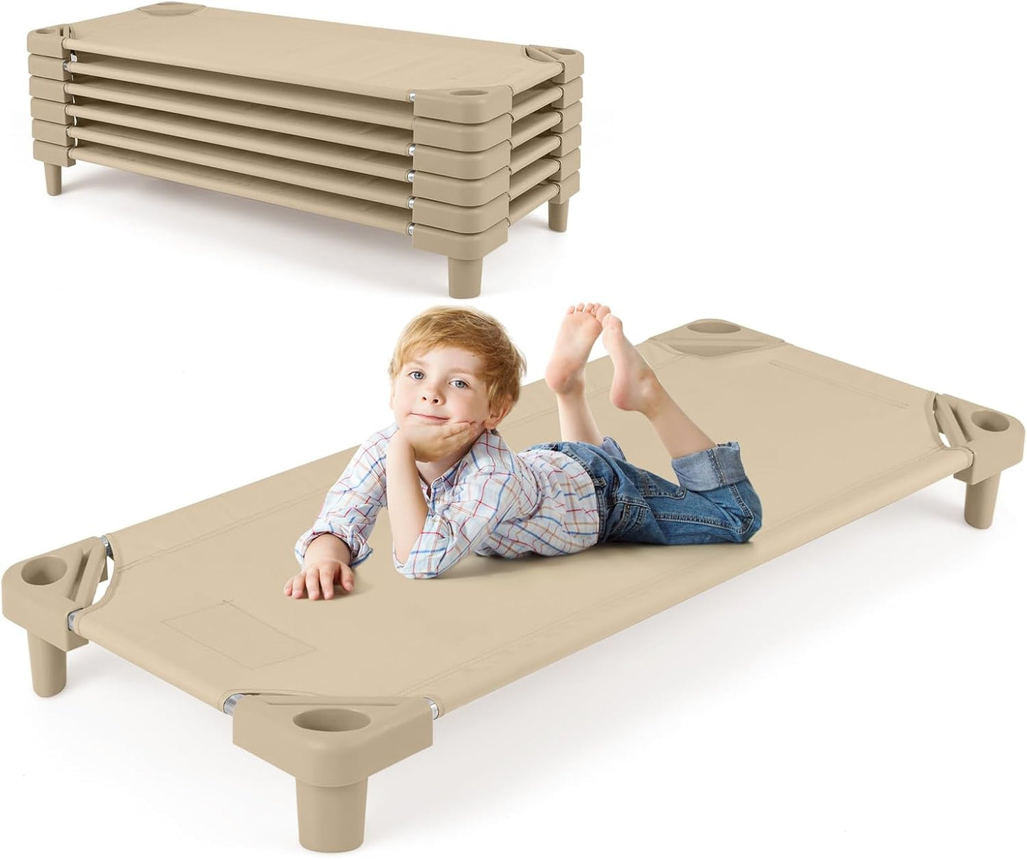HONEY JOY Kids Daycare Cots - Pack of 6 Stackable Toddler Nap Cots