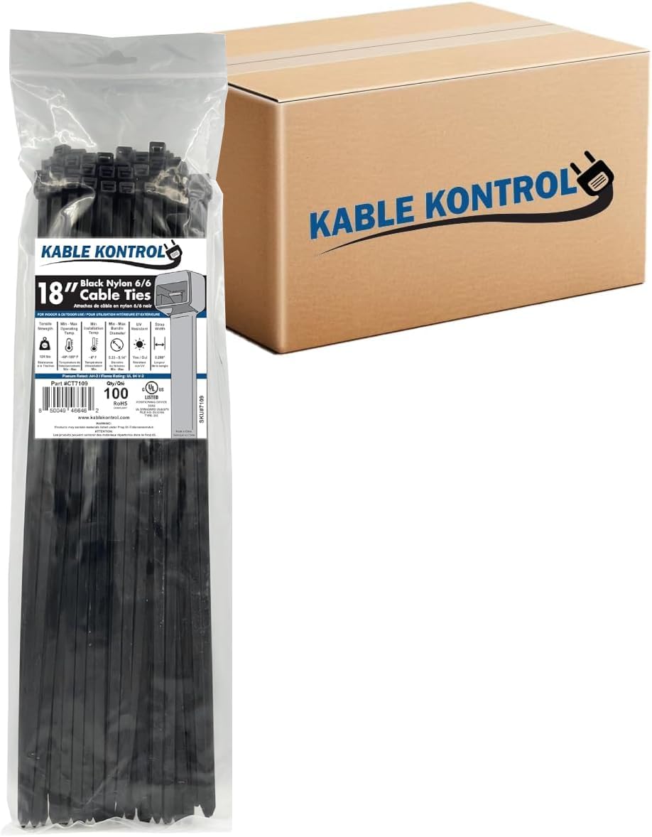 Kable Kontrol 18 Inch Black Zip Ties - 2800 Pcs for All Uses