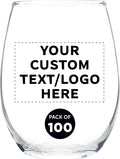 Custom Stemless Wine Glass 9 oz Set of 100 - Personalized Bulk Pack