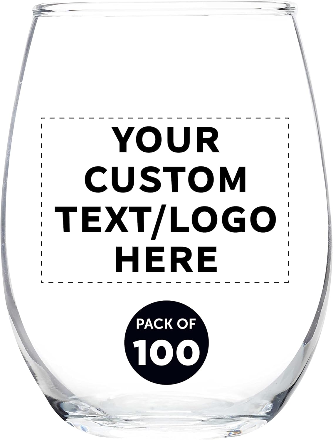Custom Stemless Wine Glass Set of 100 for Events and Parties