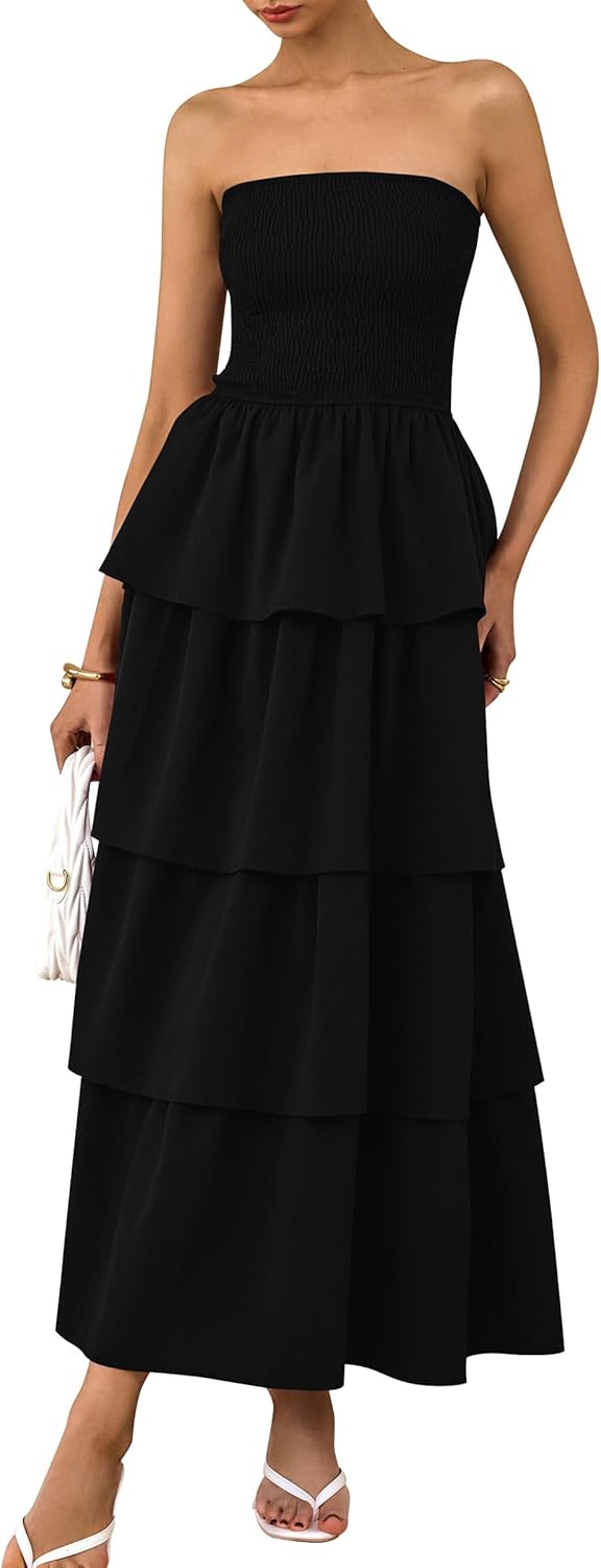 PRETTYGARDEN Smocked Maxi Dress - Effortless Summer Style
