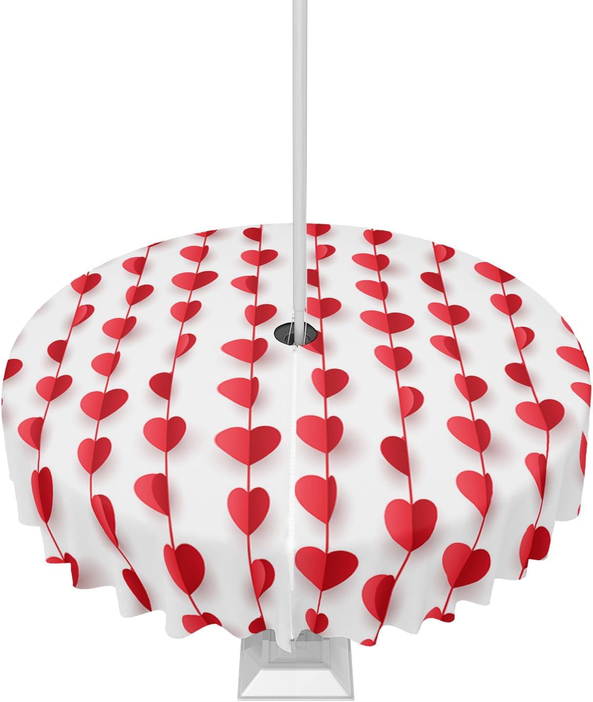Valentine's Day Red Love Heart Round Tablecloth - Waterproof & Zippered