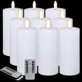 Flameless Pillar Candles 9-Pack White LED with Remote Timer - Bulk Set