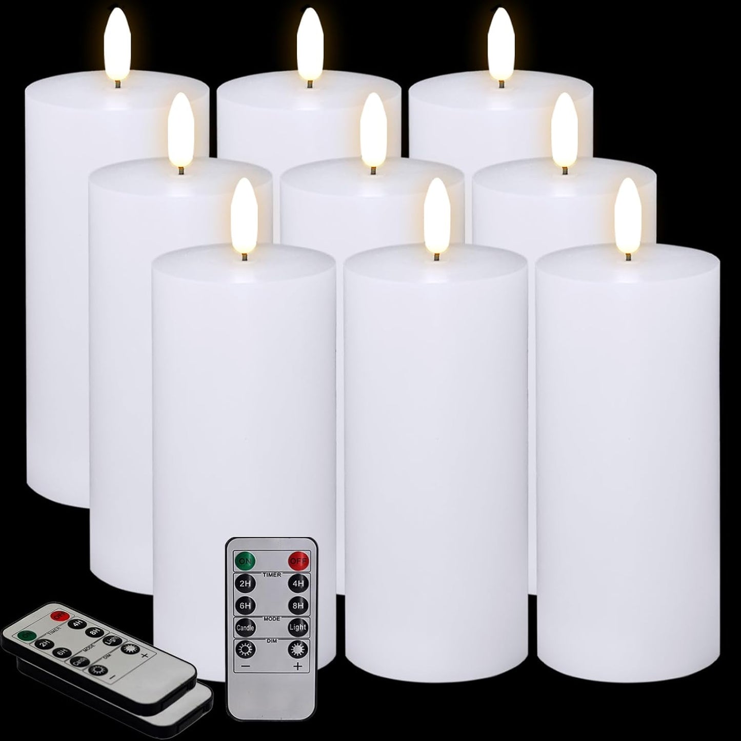 9 Pcs White Flameless Candles with Remote for Home Decor