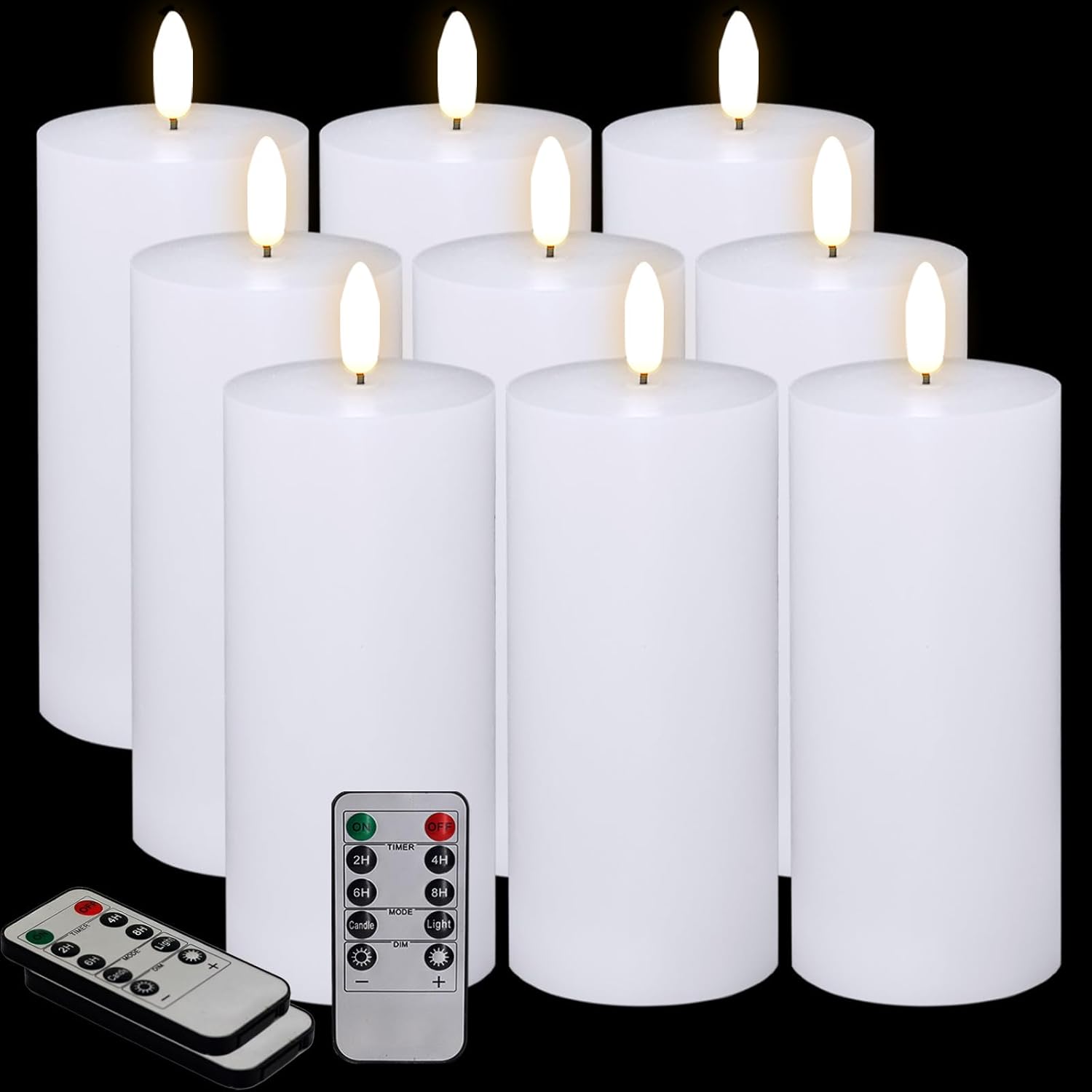 9 Pcs White Flameless Candles with Remote for Home Decor