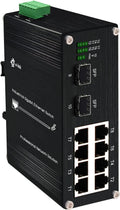 Industrial 8-Port Gigabit Ethernet Switch DIN Rail Mount - Robust