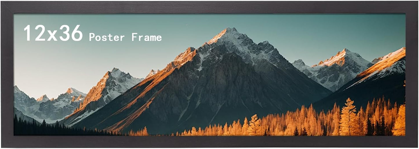 12x36 Panoramic Solid Wood Poster Frame for Horizontal Display