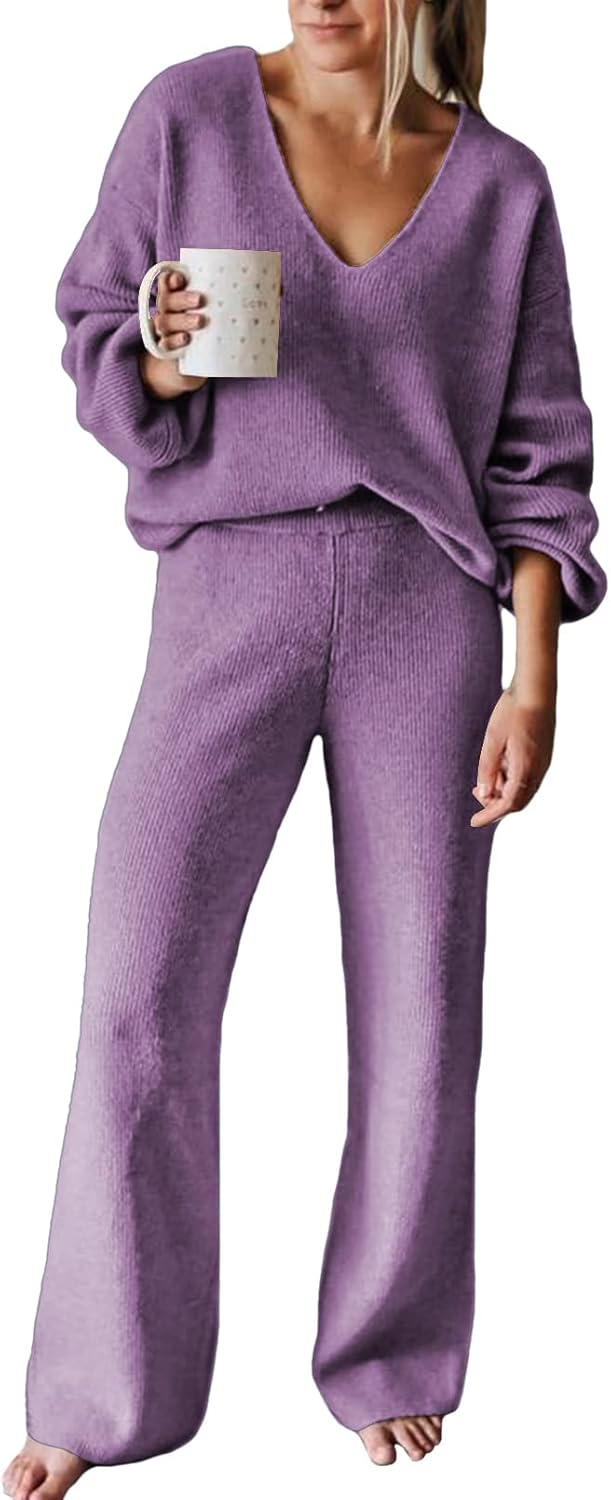 Viottiset Women's 2 Piece Outfits Casual Knit Sweater Set