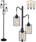 Dimmable Floor Lamp with 3 LED Edison Bulbs - Farmhouse Industrial