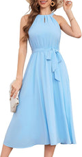 Halter Chiffon Wedding Cocktail Dress - Flowy Tea Length Fit