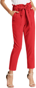 GRACE KARIN Women's Cropped Paper Bag Waist Pants - Comfortable Office