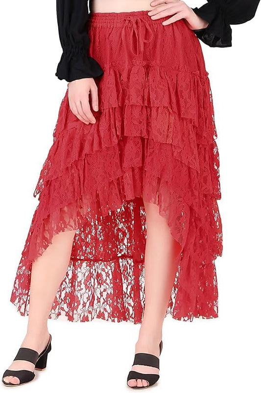 Steampunk Victorian Cosplay Costume High-Low Show Girl Skirt