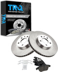 TRQ Front Brake Pad and Rotor Set Ceramic Vented Rotors - Direct Fit