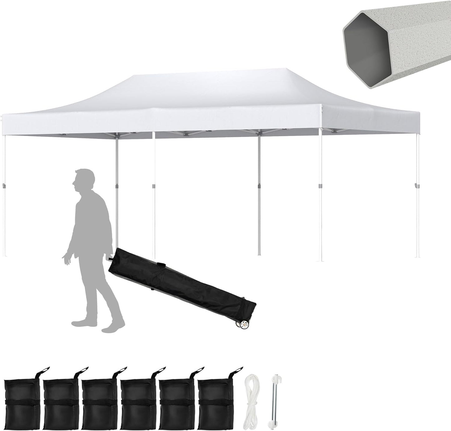 Real Relax 10x20ft Pop Up Canopy - Easy Set-up, Portable Shade Tent