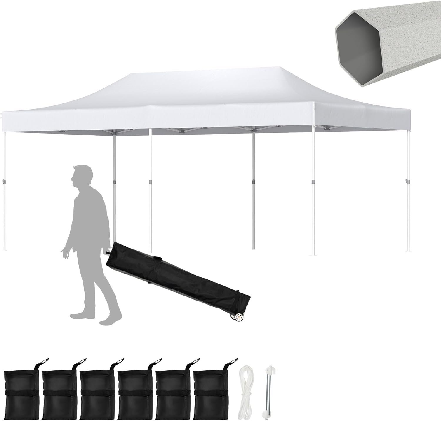 Real Relax 10x20ft Pop Up Canopy - Easy Set-up, Portable Shade Tent