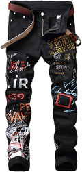 Men's Casual Printed Jeans Skinny Denim Pants - Printed Denim Fit