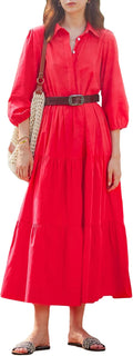 Women Button Down Maxi Shirt Dress Long Sleeve - Easy Everyday Style