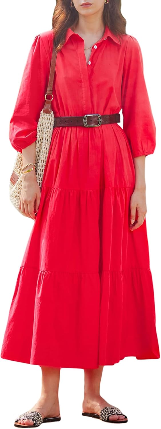Women Button Down Maxi Shirt Dress with Pockets for All Occasions