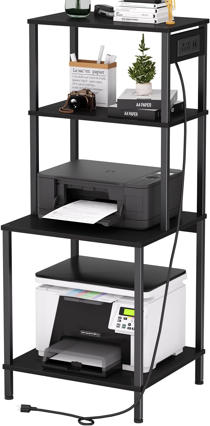 Printer Stand with Charging Station for Home Office and More