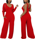 Women's Ribbed 2 Piece Jumpsuit Set - Comfortable Casual Fall Look