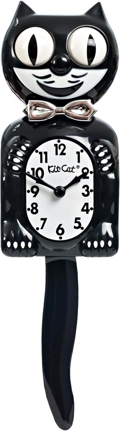 Kit-Cat Tuxedo Clock with Chrome Bow Tie for Timeless Charm