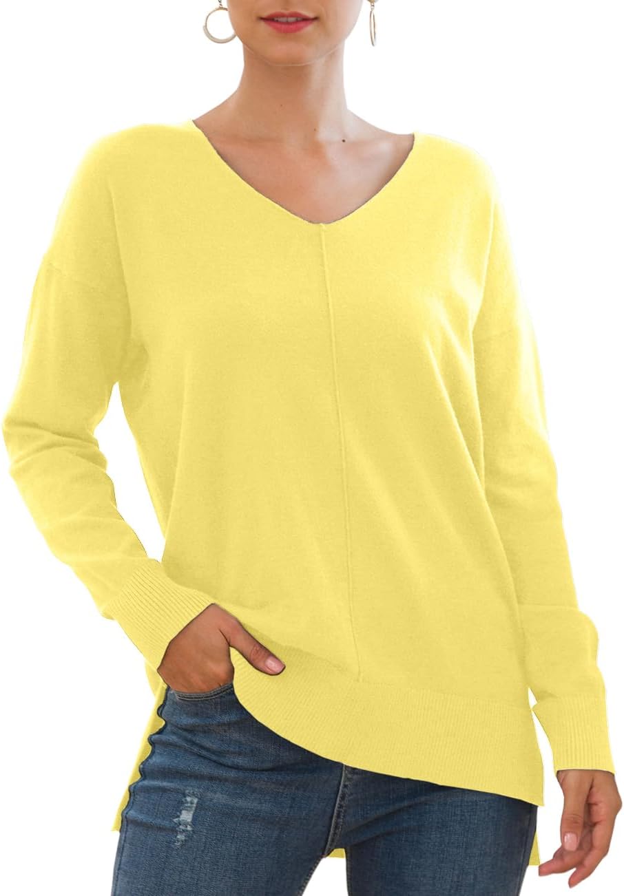 Jouica Women's Casual Lightweight V Neck Batwing Sleeve Sweater