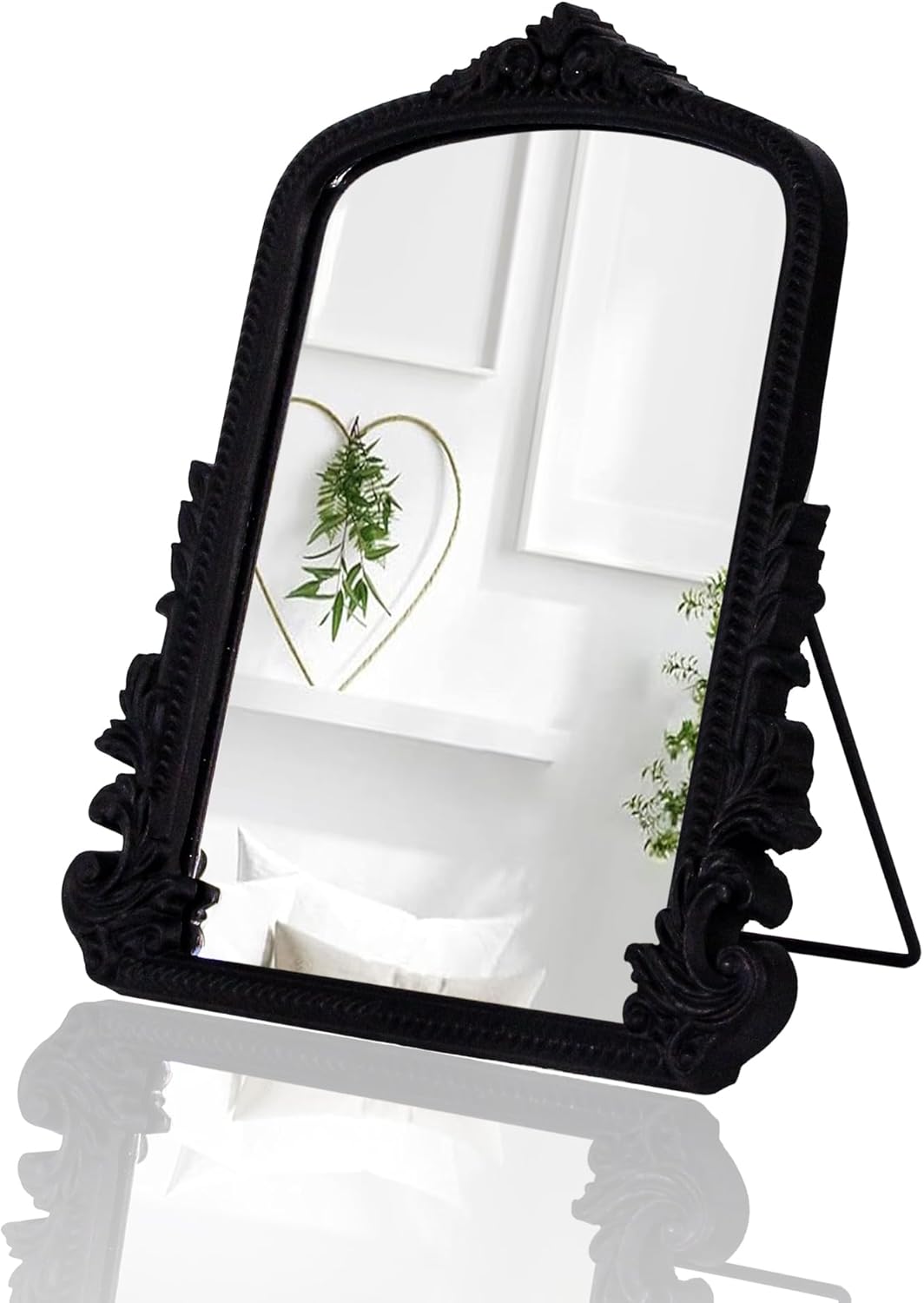 Black Vintage Arched Vanity Mirror for Elegant Makeup Display